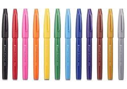 Brushpen Pentel SES15C Sign Artist standaardkleuren assorti doos à 12 stuks