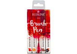 Brushpen Talens Ecoline set-rood blister à 5 stuks ass