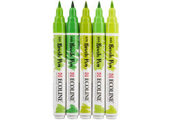 Brushpen Talens Ecoline set-groen blister à 5 stuks ass