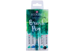 Brushpen Talens Ecoline set-groenblauw blister à 5 stuks ass