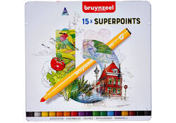 Viltstift Bruynzeel Expression super points blik à 15 stuks assorti