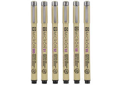 Fineliner Sakura pigma micron set 6stuks zwart