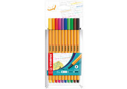 Fineliner STABILO point 88/10 fijn assorti etui à 10 stuks