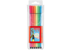 Viltstift STABILO Pen 68 medium fluor assorti etui à 6 stuks