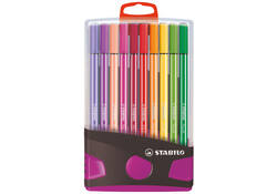 Viltstift STABILO Pen 68/20 ColorParade in antr/roze etui M ass 20st