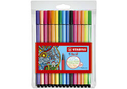 Viltstift STABILO Pen 68/15 medium assorti etui à 10+5 neon kleuren
