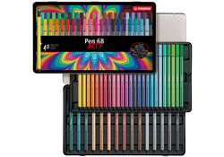 Viltstift STABILO Pen 68/40 Arty medium assorti blik à 40 stuks