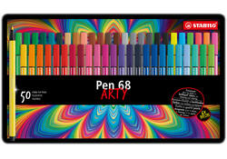 Viltstift STABILO Pen 68/50 Arty medium assorti blik à 50 stuks
