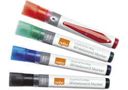 Viltstift Nobo whiteboard Liquid ink rond assorti 3mm 4st