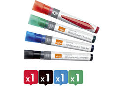 Viltstift Nobo whiteboard Liquid ink rond assorti 3mm 4st