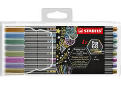 Viltstift STABILO Pen 68/8 medium metallic assorti etui à 8 stuks