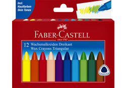 Waskrijt Faber-Castell driehoekig assorti set à 12 stuks