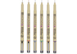 Fineliner Sakura Pigma Micron 05 basic set 6 kleuren