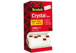Plakband Scotch Crystal 600 19mmx33m transparant 12+2 gratis