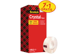 Plakband Scotch Crystal 600 19mmx33m transparant 7+1 gratis