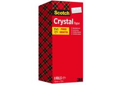 Plakband Scotch Crystal 600 19mmx33m transparant 7+1 gratis