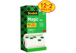 Plakband Scotch Magic 810 19mmx33m onzichtbaar mat 12+2 gratis