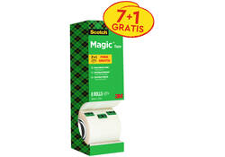 Plakband Scotch Magic 810 19mmx33m onzichtbaar mat 7+1 gratis