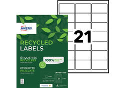 Etiket Avery LR7160-100 63.5x38.1mm recycled wit 2100stuks