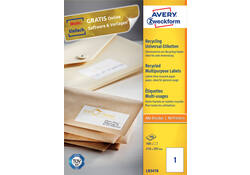 Etiket Avery Zweckform LR3478 210x297mm A4 recycled wit 100stuks