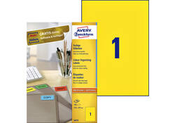 Etiket Avery Zweckform 3473 210x297mm A4 geel 100stuks