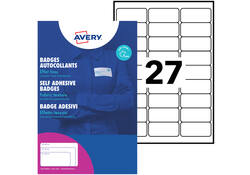 Naambadge etiket Avery L4784-20 63.5x29.6mm zk 540stuks