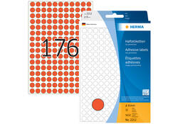 Etiket HERMA 2212 rond 8mm rood 5632stuks
