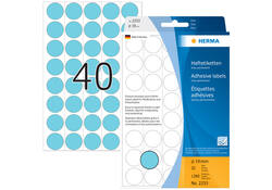 Etiket HERMA 2253 rond 19mm blauw 1280stuks