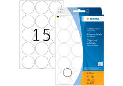 Etiket HERMA 2270 rond 32mm wit 480stuks