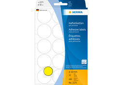 Etiket HERMA 2271 rond 32mm geel 480stuks