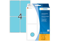 Etiket HERMA 2493 52x82mm blauw 128stuks