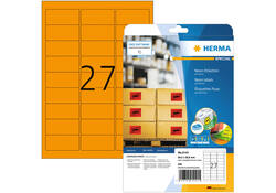 Etiket HERMA 5141 63.5x29.6mm neonoranje 540stuks
