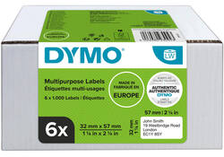 Etiket Dymo LabelWriter multifunctioneel 32x57mm 6 rollen á 1000 stuks wit