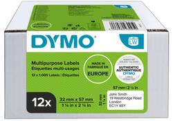 Etiket Dymo LabelWriter multifunctioneel 32x57mm 12 rollen á 1000 stuks wit