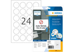 Etiket HERMA 5066 rond 40mm verwijderbaar wit 600stuks