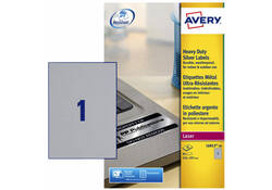 Etiket Avery L6013-20 210x297mm zilver 20stuks