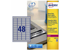 Etiket Avery L6009-20 45.7x21.2mm zilver 960stuks
