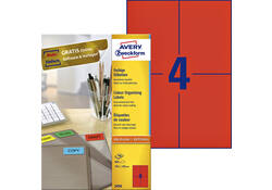 Etiket Avery Zweckform 3456 105x148mm A6 rood 400stuks