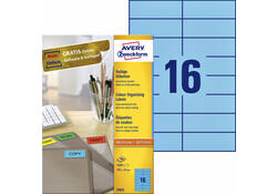 Etiket Avery Zweckform 3453 105x37mm blauw 1600stuks