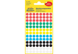 Etiket Avery Zweckform 3090 rond 8mm assorti 416stuks