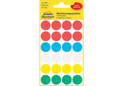 Etiket Avery Zweckform 3089 rond 18mm assorti 96stuks