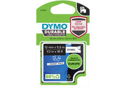 Labeltape Dymo LabelManager D1 polyester 12mm duurzaam zwart op wit