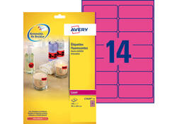 Etiket Avery L7363P-25 99.1x38.1mm neon roze 340stuks