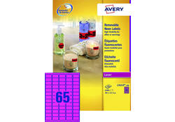 Etiket Avery L7651PF-100 38.1x21.2mm neon roze 6500stuks