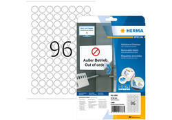 Etiket HERMA 4386 rond 20mm verwijderbaar wit 2400st