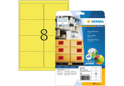 Etiket HERMA 5144 99.1x67.7mm neongeel 160stuks