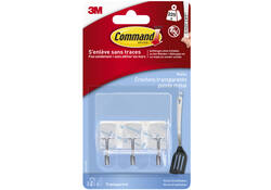Keukenhaak Command kunststof transparant incl bevestigingsstrip