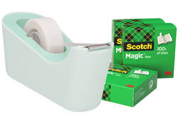 Plakbandhouder Scotch C18 mint + 4 rollen magic tape 19mmx33m