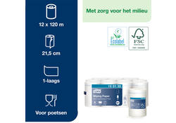 Poetspapier Tork Wiping mini rol M1 1 laags centerfeed wit 100130