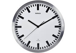 Wandklok MAUL Pilot RC Ø30,5x4.5cm aluminium frame /wit incl.batterij
